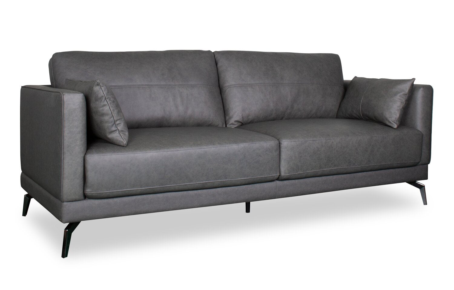 Melrose 84.5" Top-Grain Genuine Leather Sofa with Metal Legs - Grey | Sofa Melrose de 84,5 po en cuir véritable de qualité supérieure avec pattes en métal - gris