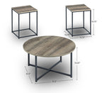Wadeworth 31.5" Rustic 3-Pack Coffee + 2 End Tables - Taupe with Metal Legs|Ensemble 3 tables rustiques Wadeworth de 31,5 po (table à café et 2 tables de bout) - taupe avec pattes en métal