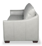 Cindy Crawford Home Royce 84" Genuine Leather Sofa with Removable Cushions and Wood Legs - Dove Grey | Sofa Royce de Cindy Crawford Home de 84 po en cuir véritable avec coussins amovibles et pattes en bois - gris tourterelle
