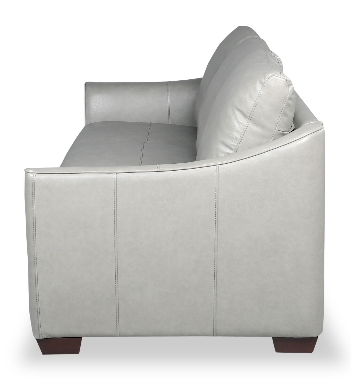 Cindy Crawford Home Royce 84" Genuine Leather Sofa with Removable Cushions and Wood Legs - Dove Grey | Sofa Royce de Cindy Crawford Home de 84 po en cuir véritable avec coussins amovibles et pattes en bois - gris tourterelle