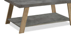 Kelly 43.3" Modern Coffee Table with Shelf - Grey Stone Top with Light Wood Legs|Table à café moderne Kelly de 43,3 po avec tablette - dessus en pierre grise avec pattes en bois clair