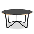 Xander 36" Modern Round Glass Top Coffee Table - Black and Gold with Metal Legs|Table à café ronde moderne Xander de 36 po avec dessus en verre - noire et dorée avec pattes en métal