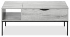 Bence 42" Modern Lift Top Coffee Table with Storage - Taupe with Black Metal Legs|Table à café moderne Bence de 42 po avec dessus relevable et rangement - taupe avec pattes en métal noir