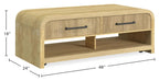 Lenore 48” Modern Coffee Table with Storage, Shelf and Casters - Natural | Table à café moderne Lenore de 48 po avec rangement, tablette et roulettes - naturelle