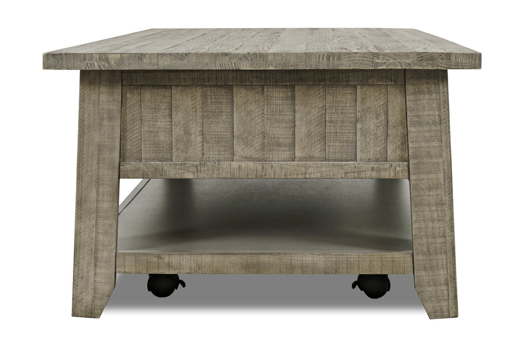 Colson 50" Rustic Coffee Table with Storage, Shelf and Casters - Driftwood |Table à café rustique Colson de 50 po avec rangement, tablette et roulettes - bois de grève