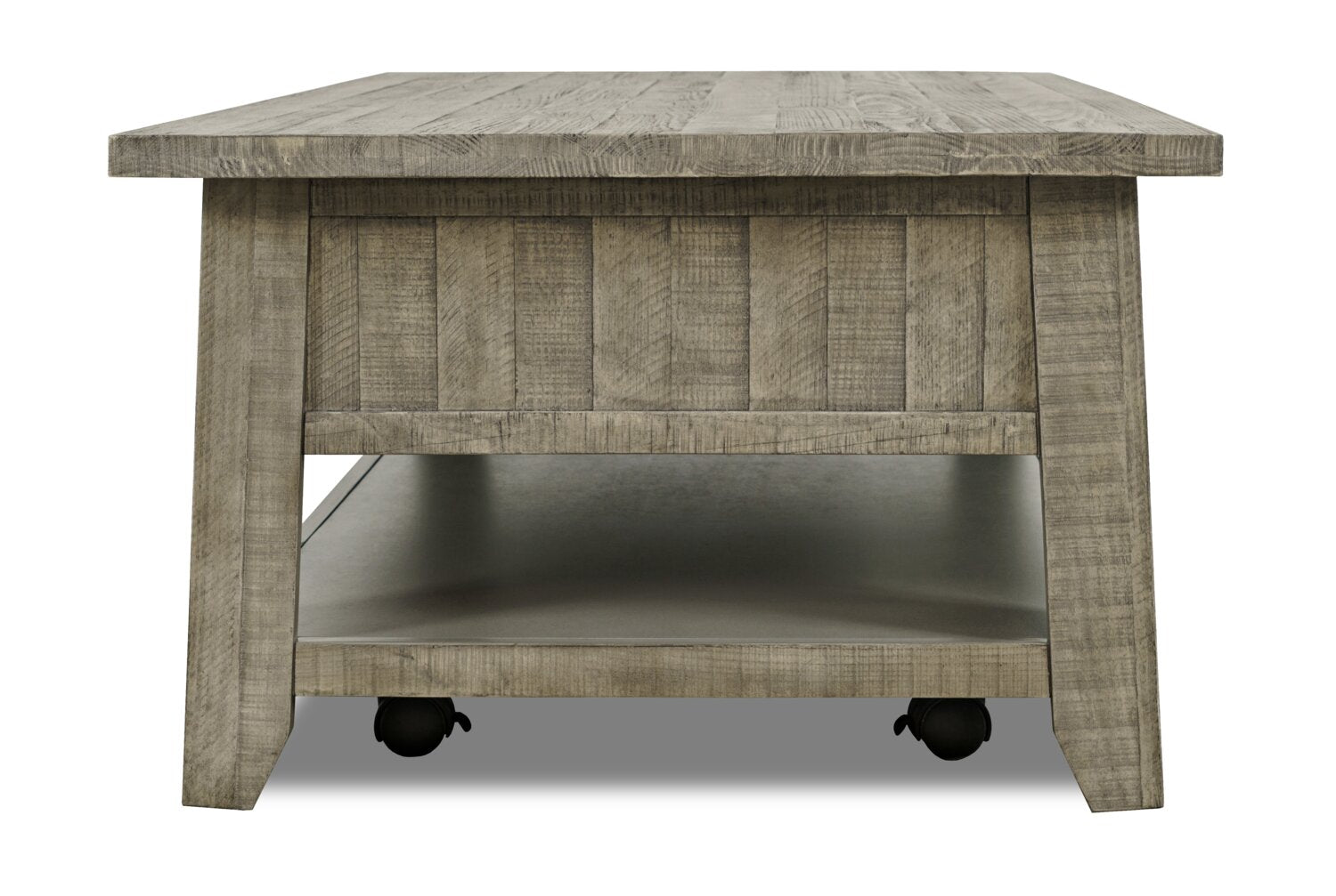 Colson 50" Rustic Coffee Table with Storage, Shelf and Casters - Driftwood |Table à café rustique Colson de 50 po avec rangement, tablette et roulettes - bois de grève