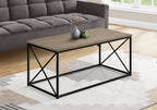 Millie 40.5" Modern Coffee Table - Taupe with Black Metal Base|Table à café moderne Millie de 40,5 po - taupe avec base en métal noir