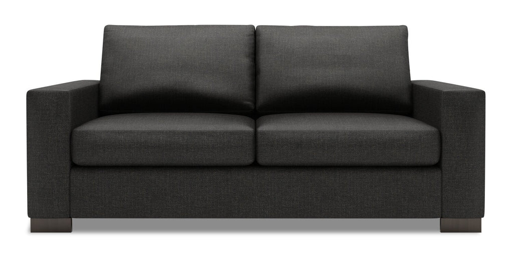 Made in Canada Customizable Sofa Lab Track 75" Linen-Look Fabric Condo Size Sofa with Track Arms - Luna Kohl Grey | Sofa Track de Sofa Lab de 75 po de format condo fabriqué au Canada en tissu d’apparence lin - gris Luna Kohl | TR092691
