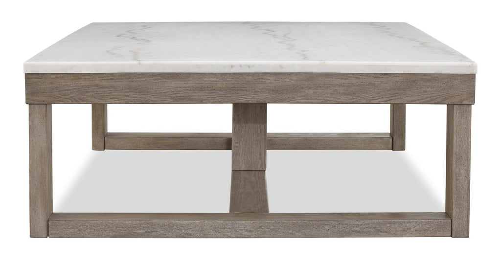 Corsa 56" Modern Coffee Table - Marble Top with Grey Brown Wood Base|Table à café moderne Corsa de 56 po - dessus en marbre avec base en bois gris-brun