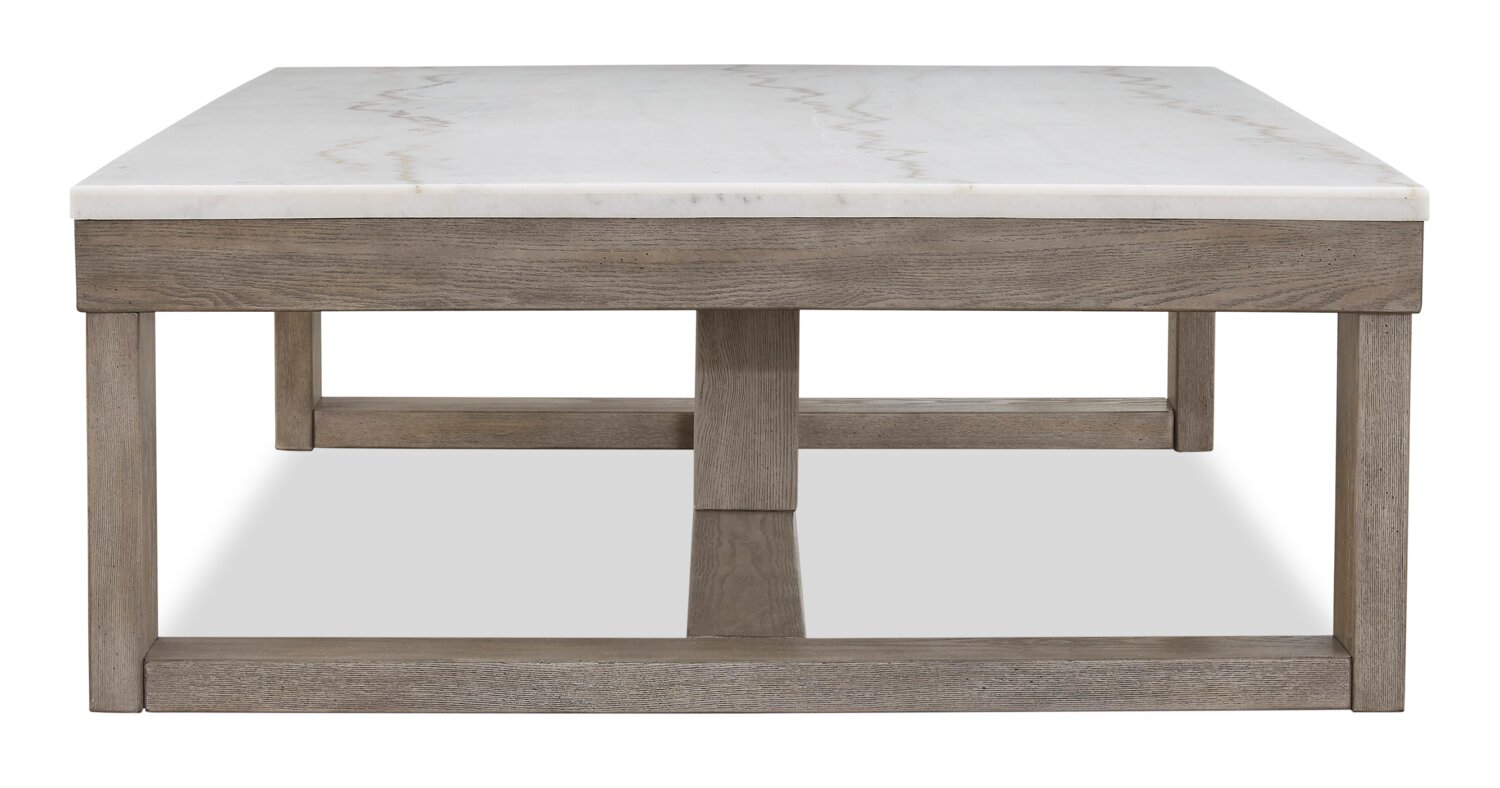 Corsa 56" Modern Coffee Table - Marble Top with Grey Brown Wood Base|Table à café moderne Corsa de 56 po - dessus en marbre avec base en bois gris-brun