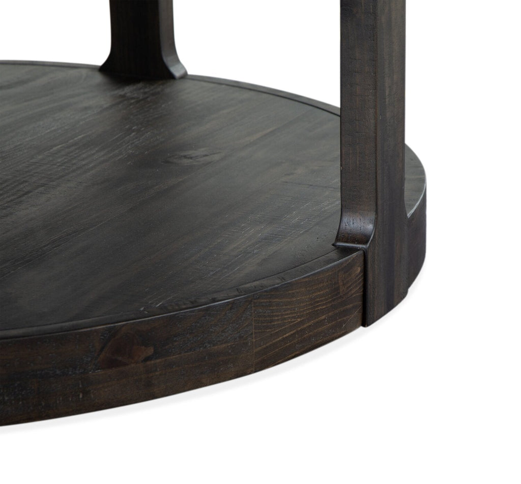 Axl 40" Traditional Round Coffee Table with Shelf - Dark Grey-Brown Wood|Table à café ronde traditionnelle Axl de 40 po avec tablette - bois gris-brun foncé