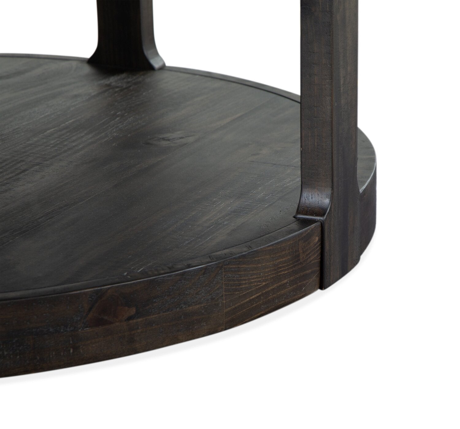 Axl 40" Traditional Round Coffee Table with Shelf - Dark Grey-Brown Wood|Table à café ronde traditionnelle Axl de 40 po avec tablette - bois gris-brun foncé