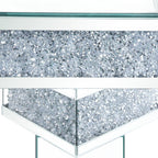 Rosie 39" Glam Mirror & Glass Top Coffee Table - Silver Metal with Diamond Look Legs|Table à café somptueuse Rosie de 39 po avec dessus en miroir et en verre - métal argenté avec pattes à apparence de diamant