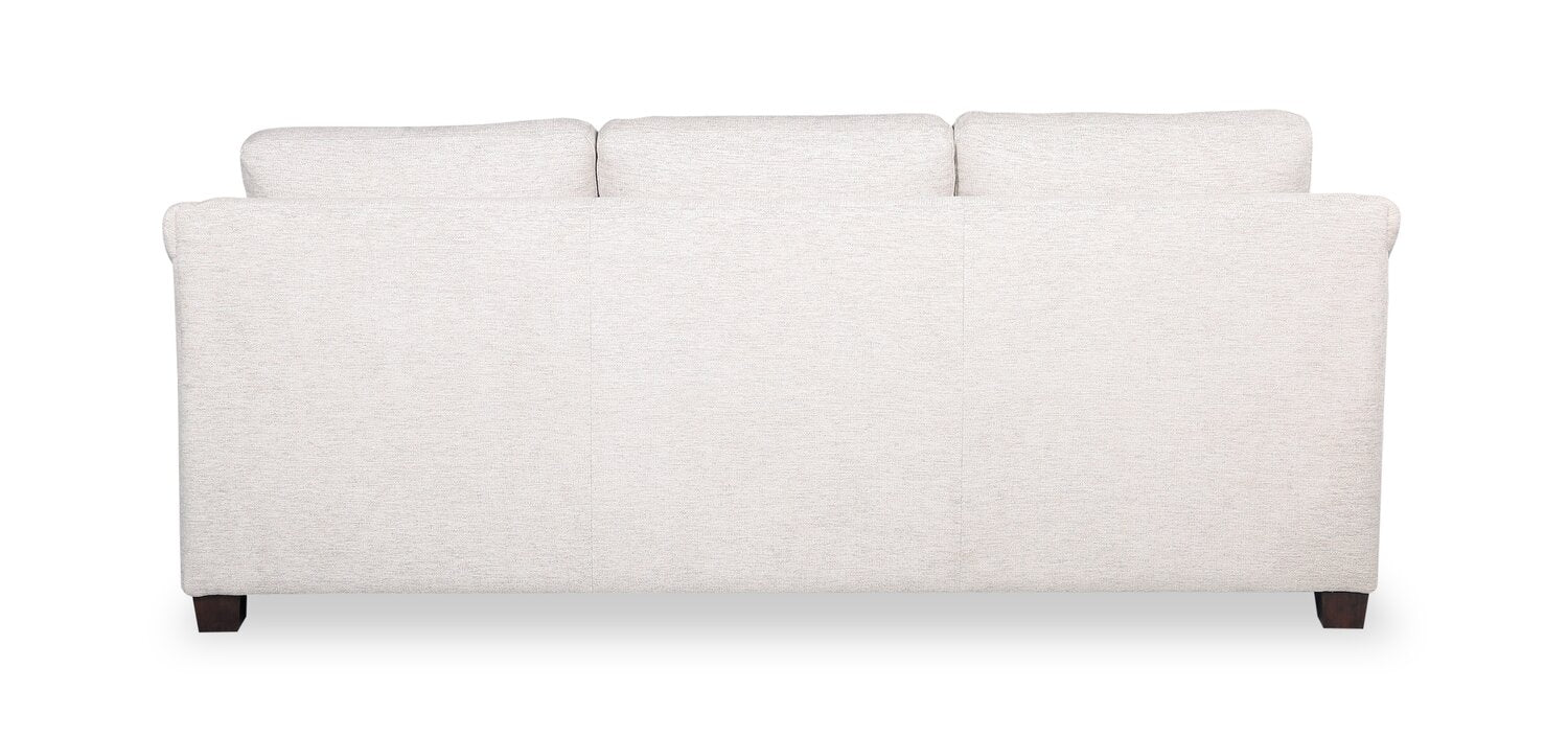 Mallie 84" Chenille Fabric Sofa with Rolled Arms and Wood Legs - Shell White | Sofa Mallie de 84 po en tissu de chenille avec accoudoirs enroulés et pattes en bois - blanc coquillage