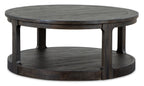 Axl 40" Traditional Round Coffee Table with Shelf - Dark Grey-Brown Wood|Table à café ronde traditionnelle Axl de 40 po avec tablette - bois gris-brun foncé