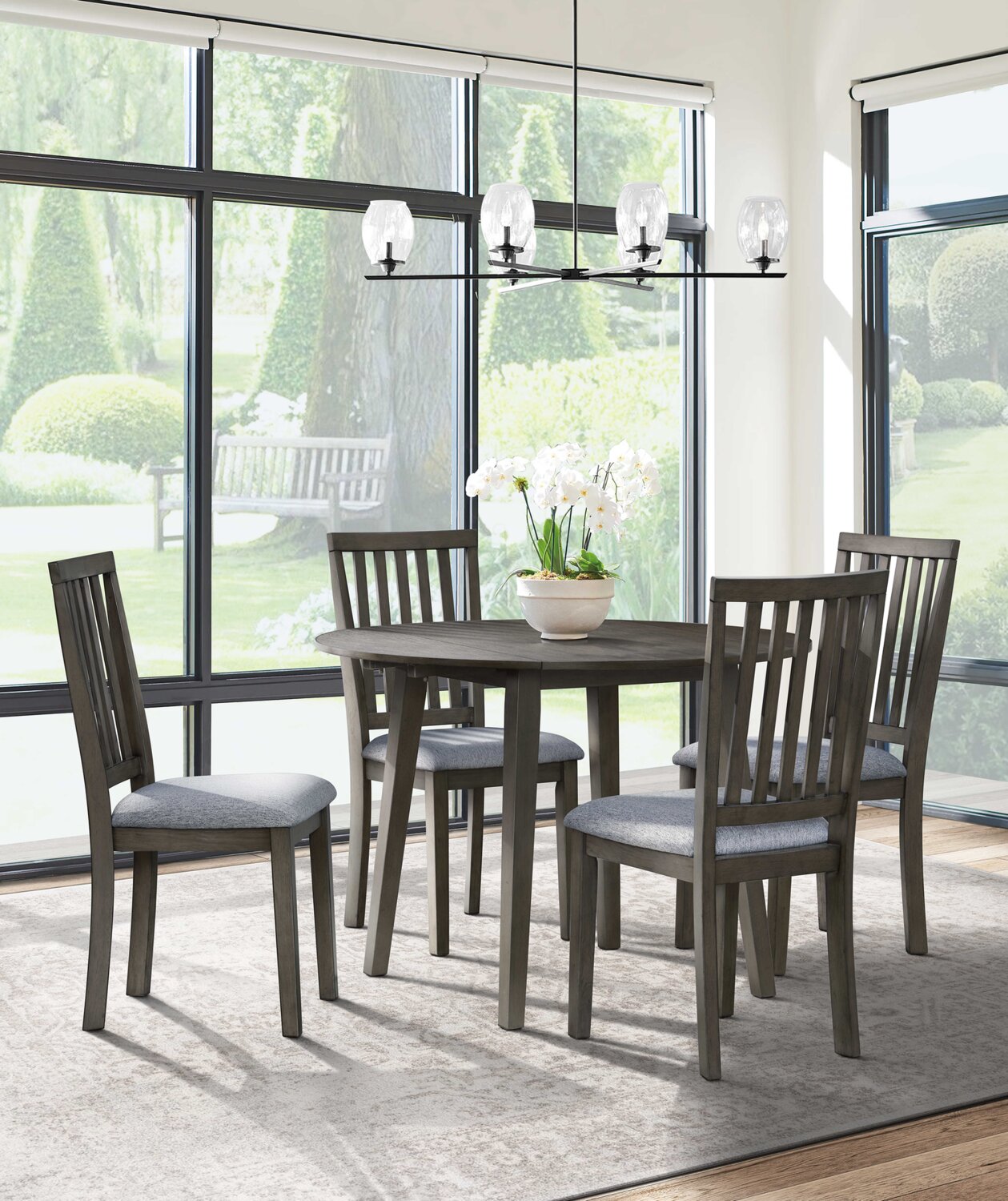 Bryn Dining Chair with Fabric Seat, Slat-Back - Dark Grey | Chaise de salle à manger Bryn avec siège en tissu et dossier à lattes - gris foncé