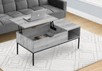 Bence 42" Modern Lift Top Coffee Table with Storage - Taupe with Black Metal Legs|Table à café moderne Bence de 42 po avec dessus relevable et rangement - taupe avec pattes en métal noir