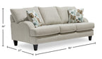 Made in Canada Nofia 80" Chenille Fabric Sofa with Two Accent Pillows and Wood Legs - Linen Beige | Sofa Nofia de 80 po fabriqué au Canada en tissu de chenille avec 2 coussins décoratifs et pattes en bois - beige lin