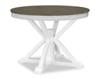 Brook Dining Table with 42-54"W Extension, Round - White/Brown | Table de salle à manger ronde Brook de 42 po à 54 po (L) avec rallonge - blanche et brune