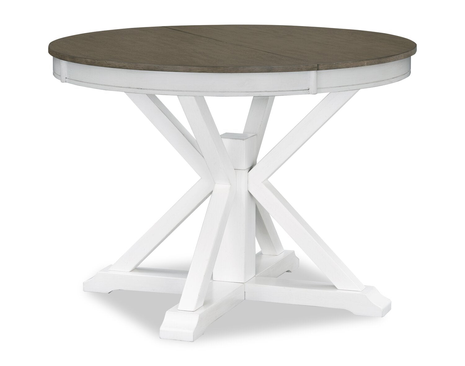 Brook Dining Table with 42-54"W Extension, Round - White/Brown | Table de salle à manger ronde Brook de 42 po à 54 po (L) avec rallonge - blanche et brune