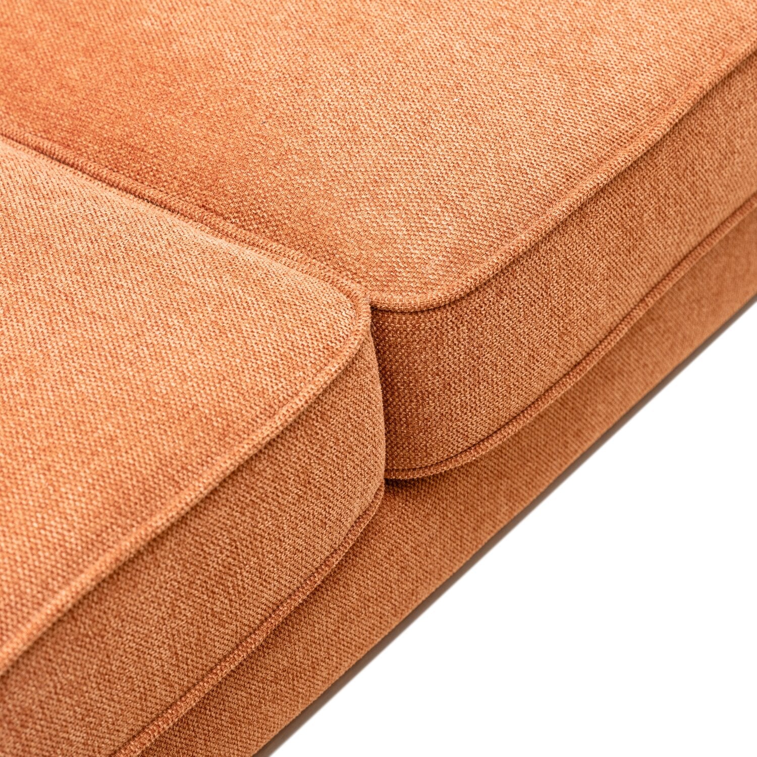 Kort & Co. Kassia 80" Linen-Look Fabric Condo Size Sofa with Wood Base and Legs - Orange | Sofa Kassia de Kort & Co. de 80 po de format condo en tissu d’apparence lin avec base et pattes en bois - orange