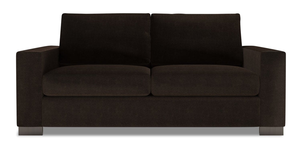 Made in Canada Customizable Sofa Lab Track 75" Chenille Fabric Condo Size Sofa with Track Arms - Luxury Chocolate Brown | Sofa Track de Sofa Lab de 75 po de format condo fabriqué au Canada en tissu de chenille - brun Luxury Chocolate | TR093293