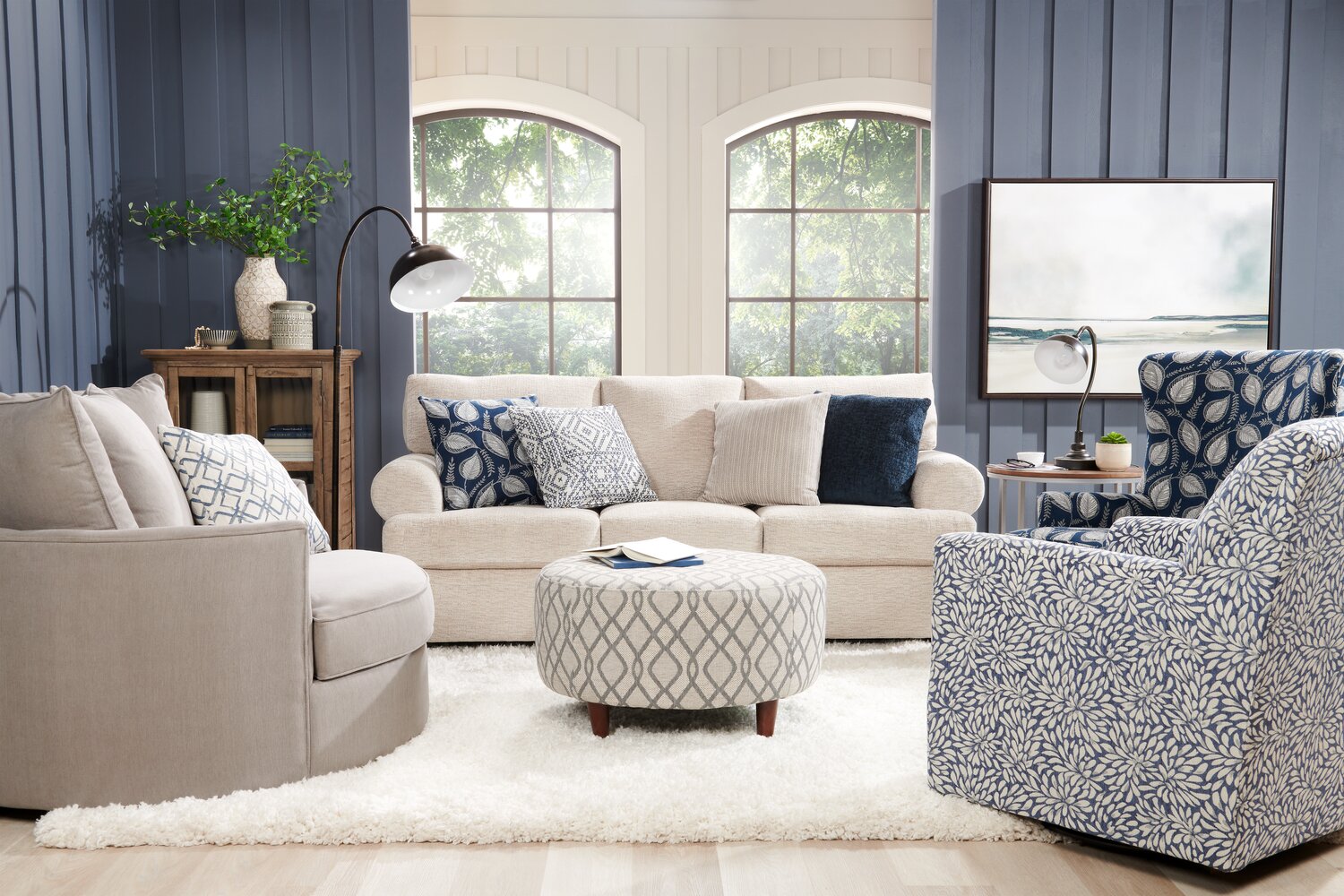 Made in Canada Customizable Sofa Lab Roll 86" Chenille Fabric Sofa with Rolled Arms - Luxury Sand Beige | Sofa Roll de Sofa Lab de 86 po fabriqué au Canada en tissu de chenille avec accoudoirs enroulés - beige Luxury Sand | RO103093