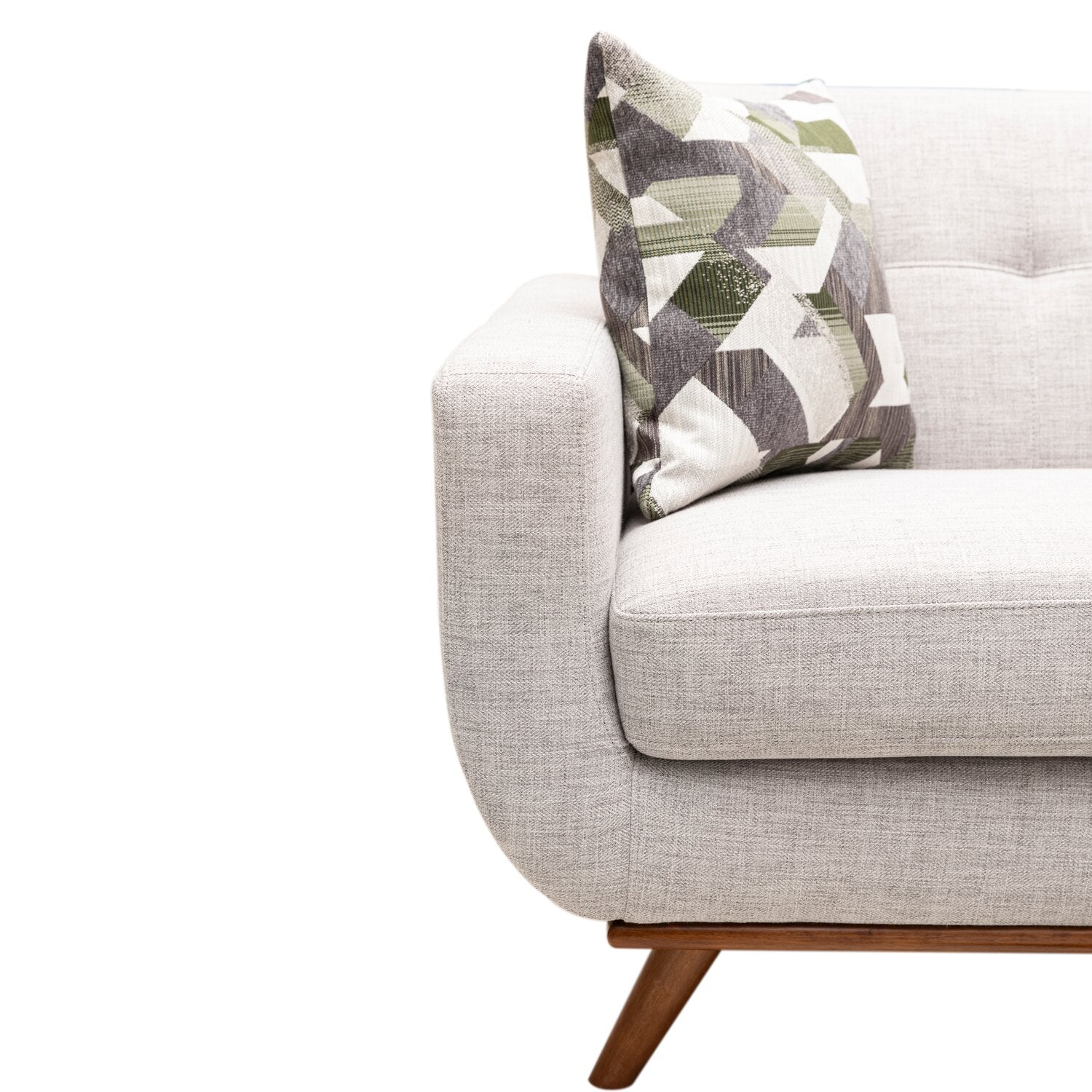 Kort & Co. Freeman 80” Linen-Look Fabric Condo Size Sofa with Wood Legs - Dove White | Sofa Freeman de Kort & Co. de 80 po de format condo en tissu d’apparence lin avec base et pattes en bois - blanc colombe