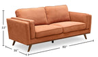 Kort & Co. Kassia 80" Linen-Look Fabric Condo Size Sofa with Wood Base and Legs - Orange | Sofa Kassia de Kort & Co. de 80 po de format condo en tissu d’apparence lin avec base et pattes en bois - orange