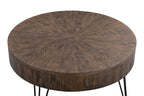 Kort & Co. Sol 38” Rustic Round Solid Pine Wood Coffee Table - Brown | Table à café ronde rustique Sol de Kort & Co. de 38 po en pin massif - brune