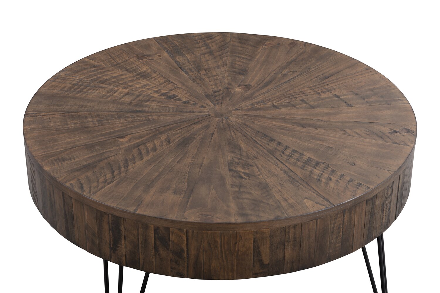 Kort & Co. Sol 38” Rustic Round Solid Pine Wood Coffee Table - Brown | Table à café ronde rustique Sol de Kort & Co. de 38 po en pin massif - brune