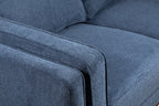 Kort & Co. Kassia 90.6" Linen-Look Fabric Sofa with Wood Base and Legs - Blue | Sofa Kassia de Kort & Co. de 90,6 po en tissu d’apparence lin avec base et pattes en bois - bleu