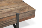 Manchester 54" Rustic Coffee Table with Storage - Brown Wood with Iron Base|Table à café rustique Manchester de 54 po avec rangement - bois brun avec base en fer