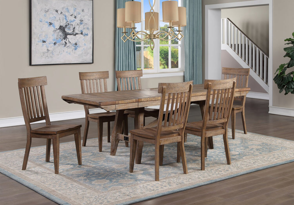 Cedar Dining Chair, Pine Wood, Slat Back - Brown | Chaise de salle à manger Cedar en pin avec dossier à lattes - brune