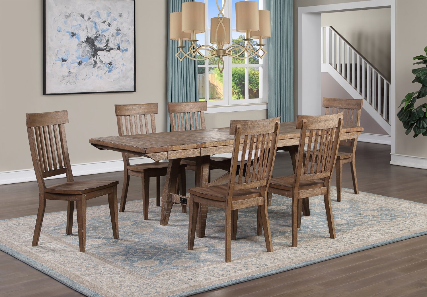 Cedar Dining Chair, Pine Wood, Slat Back - Brown | Chaise de salle à manger Cedar en pin avec dossier à lattes - brune