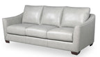 Cindy Crawford Home Royce 84" Genuine Leather Sofa with Removable Cushions and Wood Legs - Dove Grey | Sofa Royce de Cindy Crawford Home de 84 po en cuir véritable avec coussins amovibles et pattes en bois - gris tourterelle