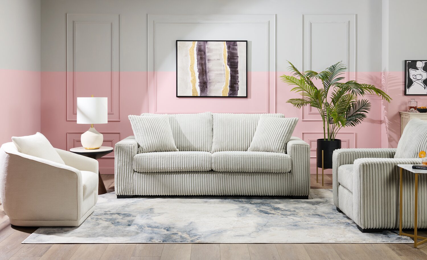 Willow 87" Light Grey Fabric Sofa with Track Arms and Reversible Seat and Back Cushions | Sofa Willow de 87 po en tissu gris clair avec accoudoirs rectilignes et coussins de siège et de dossier réversibles | WIL2GYSF