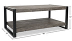 Apex 48" Modern Coffee Table with Shelf - Grey with Black Metal Legs|Table à café moderne Apex 48 po avec tablette - grise avec pattes en métal noir