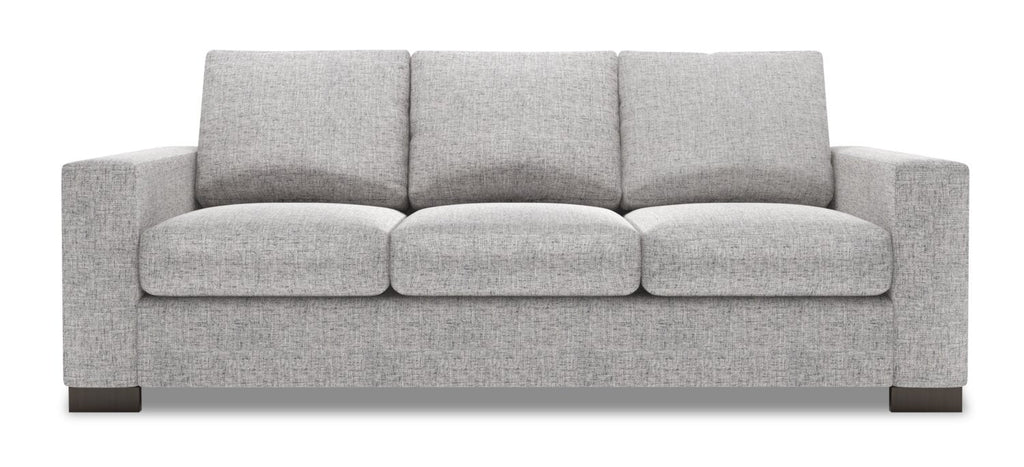 Made in Canada Customizable Sofa Lab Track 85" Linen-Look Fabric Sofa with Track Arms - Luna Domino Grey | Sofa Track de Sofa Lab de 85 po fabriqué au Canada en tissu d’apparence lin avec accoudoirs rectilignes - gris Luna Domino | TR102191