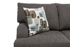 Made in Canada Nofia 80" Chenille Fabric Sofa with Two Accent Pillows and Wood Legs - Charcoal Grey | Sofa Nofia de 80 po fabriqué au Canada en tissu de chenille avec 2 coussins décoratifs et pattes en bois - gris anthracite