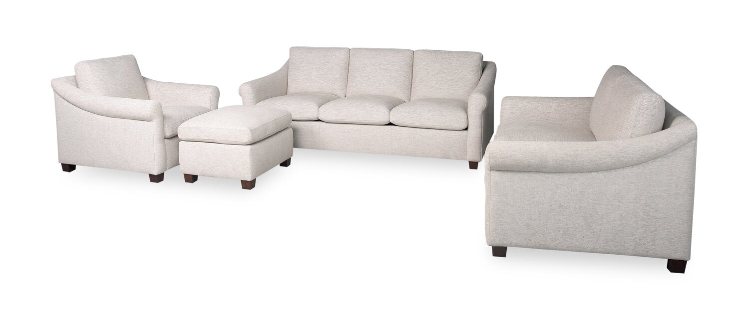 Mallie 84" Chenille Fabric Sofa with Rolled Arms and Wood Legs - Shell White | Sofa Mallie de 84 po en tissu de chenille avec accoudoirs enroulés et pattes en bois - blanc coquillage