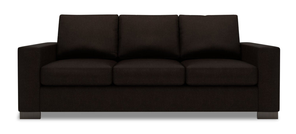 Made in Canada Customizable Sofa Lab Track 85" Chenille Fabric Sofa with Track Arms - Luxury Chocolate Brown | Sofa Track de Sofa Lab de 85 po fabriqué au Canada en tissu de chenille avec accoudoirs rectilignes - brun Luxury Chocolate | TR103293