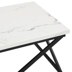 Verona 47.25" Modern Coffee Table - White Marble Look with Black Metal Base|Table à café moderne Verona de 47,25 po - imitation de marbre blanc avec base en métal noir