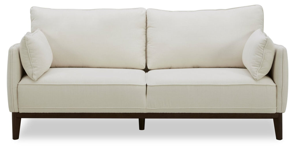 Cindy Crawford Home Gena 78.7" Linen-Look Fabric Condo Size Sofa with Removable Back Cushions - Cotton White | Sofa Gena de Cindy Crawford Home de 78,7 po de format condo en tissu d’apparence lin avec coussins de dossier amovibles - blanc coton