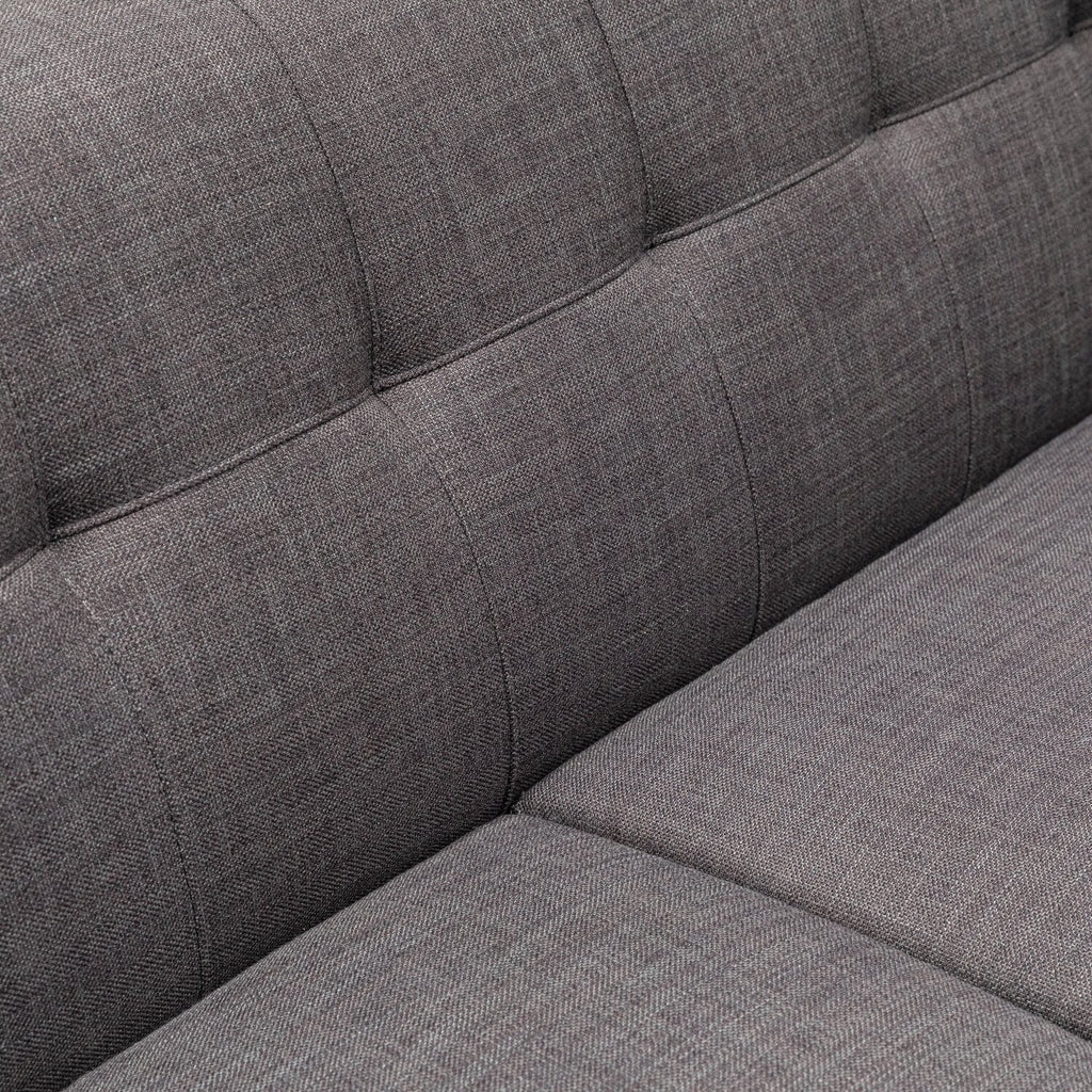 Kort & Co. Freeman 80” Linen-Look Fabric Condo Size Sofa with Wood Legs - Charcoal Grey | Sofa Freeman de Kort & Co. de 80 po de format condo en tissu d’apparence lin avec base et pattes en bois - gris anthracite
