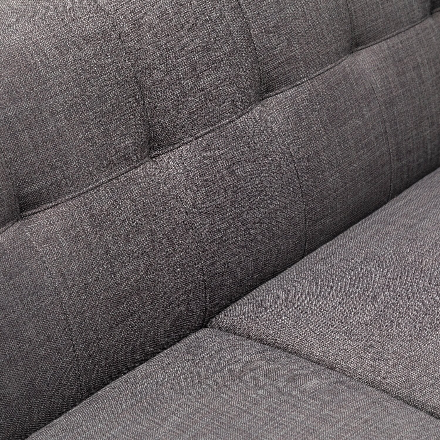 Kort & Co. Freeman 80” Linen-Look Fabric Condo Size Sofa with Wood Legs - Charcoal Grey | Sofa Freeman de Kort & Co. de 80 po de format condo en tissu d’apparence lin avec base et pattes en bois - gris anthracite
