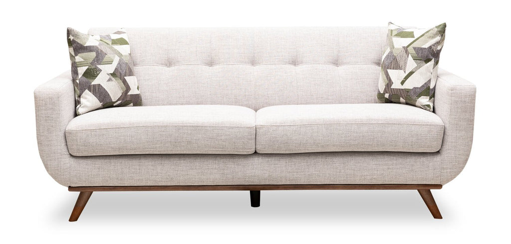 Kort & Co. Freeman 80” Linen-Look Fabric Condo Size Sofa with Wood Legs - Dove White | Sofa Freeman de Kort & Co. de 80 po de format condo en tissu d’apparence lin avec base et pattes en bois - blanc colombe