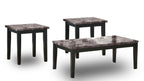 Maysville 48" Modern 3-Pack Coffee + 2 End Tables - Faux Marble Top Wood Legs|Ensemble 3 tables modernes Maysville de 48 po (table à café et 2 tables de bout) - dessus en imitation de marbre avec pattes en bois