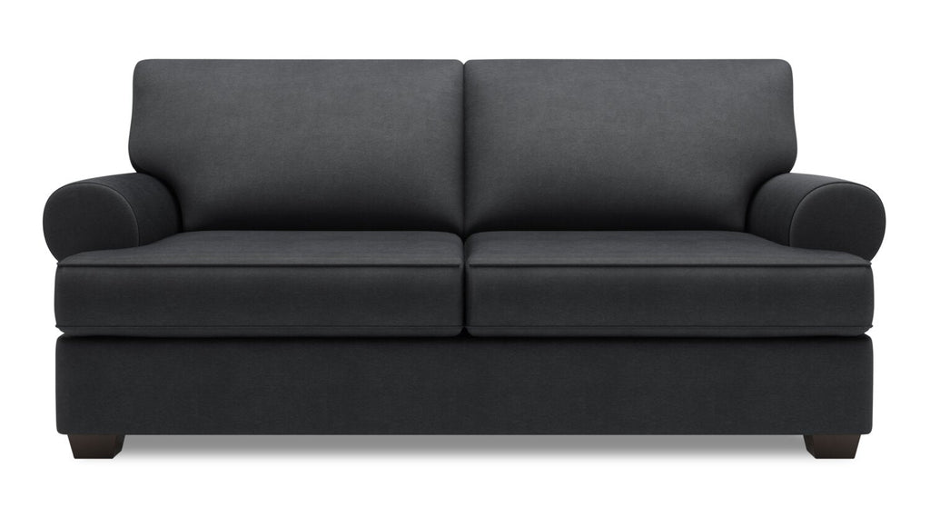 Made in Canada Customizable Sofa Lab Roll 76" Linen-Look Fabric Condo Size Sofa with Rolled Arms - Pax Pepper Grey | Sofa Roll de Sofa Lab de 76 po de format condo fabriqué au Canada en tissu d’apparence lin - gris Pax Pepper | RO092949