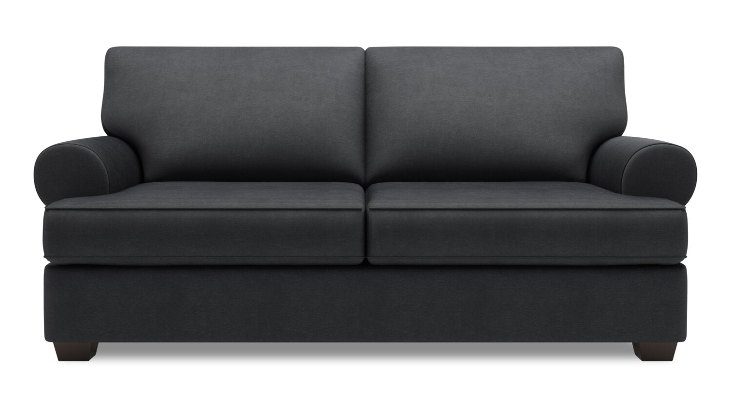 Made in Canada Customizable Sofa Lab Roll 76" Linen-Look Fabric Condo Size Sofa with Rolled Arms - Pax Pepper Grey | Sofa Roll de Sofa Lab de 76 po de format condo fabriqué au Canada en tissu d’apparence lin - gris Pax Pepper | RO092949